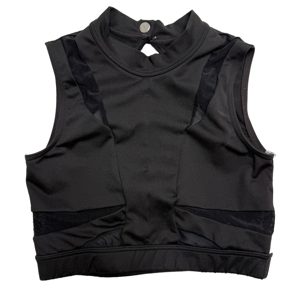 JO & JAX Angles High Neck Top Dancewear XXSA (00) Black Cheer Gymnast Mesh White